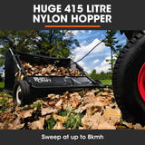 PLANTCRAFT Lawn Sweeper 48' Wide, Tow Behind Leaf and Grass Clipping Collector, Universal Hitch for Ride on Mower, Garden Tractor - Top-Down View