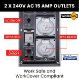 GENPOWER 8.4kW Peak 6kW Rated Single Phase Commercial Diesel Generator, RCD Safety Switch - Top-Down View