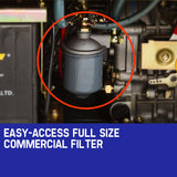 GENPOWER 7kW Peak 5kW Rated Commercial Diesel Generator, Electric Key Start, 1 x 20A 415V 3 Phase, 3 x 15A 240V - Close-Up Angle