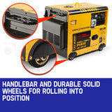 GENPOWER 7kW Peak 5kW Rated Commercial Diesel Generator, Electric Key Start, 1 x 20A 415V 3 Phase, 3 x 15A 240V