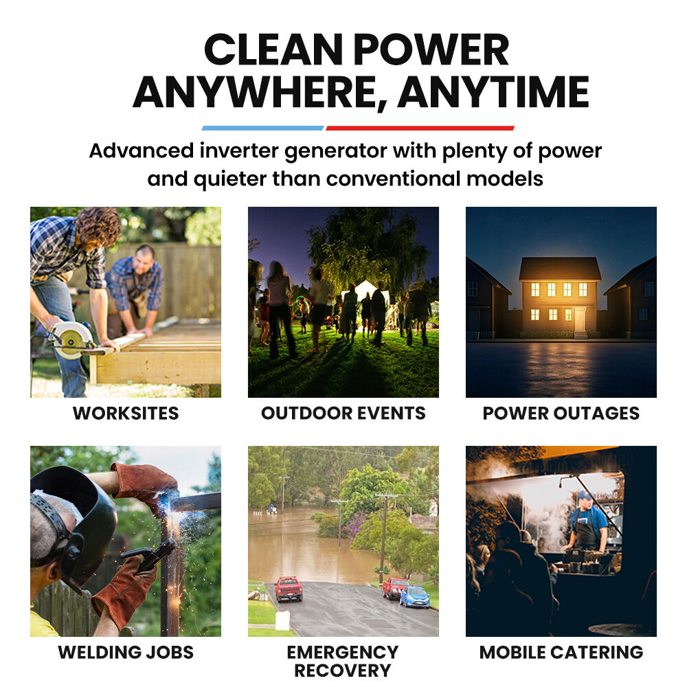GENPOWER 3.6kW Peak 3.2kW Open Frame Inverter Generator, 2x15A, 11L Tank, RCD, Portable, Backup