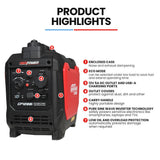 GENPOWER 1.2kW Peak 1.0kW Inverter Generator, Portable Lightweight Camping - Front View