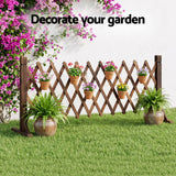 Gardeon Garden Fences Expandable Wooden Trellis Fence Plant Frame 160cm Brown - Low Angle