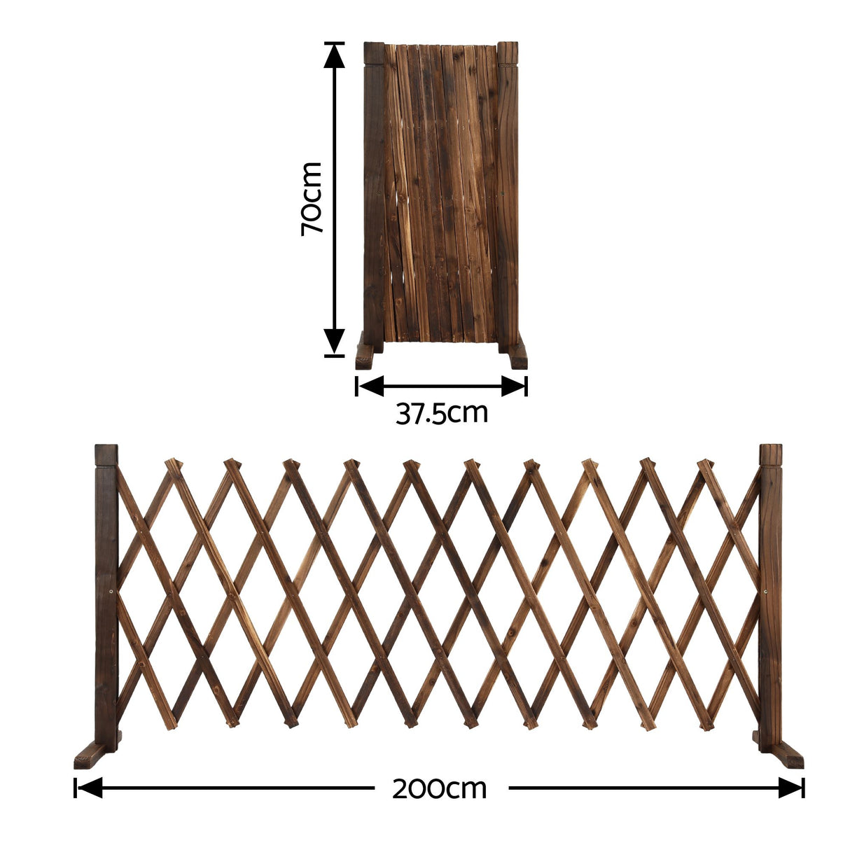 Gardeon Garden Fences Expandable Wooden Trellis Fence Plant Frame 200cm Brown