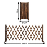 Gardeon Garden Fences Expandable Wooden Trellis Fence Plant Frame 200cm Brown - Side View