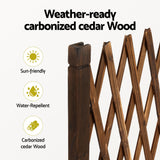 Gardeon Garden Fences Expandable Wooden Trellis Fence Plant Frame 200cm Brown - Rear View