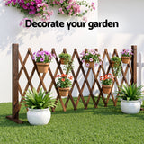 Gardeon Garden Fences Expandable Wooden Trellis Fence Plant Frame 200cm Brown - Low Angle