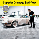 Giantz 20PCS Garage Floor Tiles Interlocking Drainage Non-Slip Tiles Heavy Duty for Workshop Grey - Top-Down View