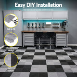 Giantz 20PCS Garage Floor Tiles Interlocking Drainage Non-Slip Tiles Heavy Duty for Workshop Grey - Rear View