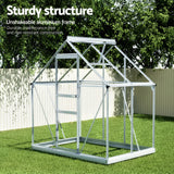 Green Fingers Greenhouse Aluminium Polycarbonate Premium Garden Storage Shed 1.3Mx1.9Mx2.0M - Close-Up Angle