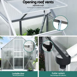 Green Fingers Greenhouse Aluminium Polycarbonate Premium Garden Storage Shed 1.3Mx1.9Mx2.0M - 45-Degree Angle