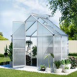 Green Fingers Greenhouse Aluminium Polycarbonate Premium Garden Storage Shed 1.3Mx1.9Mx2.0M - Low Angle