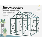 Green Fingers Greenhouse 1.9x1.9x1.83M Aluminium Polycarbonate Green House Garden Shed - Rear View