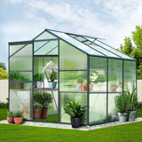 Green Fingers Greenhouse 1.9x1.9x1.83M Aluminium Polycarbonate Green House Garden Shed - Close-Up Angle