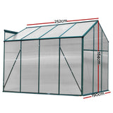 Greenfingers Greenhouse 2.52x1.9x1.83M Aluminium Polycarbonate Green House Garden Shed - Front View