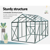 Greenfingers Greenhouse 2.52x1.9x1.83M Aluminium Polycarbonate Green House Garden Shed - Rear View