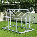 Green Fingers Greenhouse Aluminium Polycarbonate Premium Garden Storage Shed 3.1Mx1.9Mx2.0M - Close-Up Angle