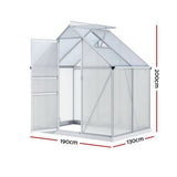 Green Fingers Greenhouse Aluminium Polycarbonate Premium Garden Storage Shed 3.1Mx1.9Mx2.0M - Front View