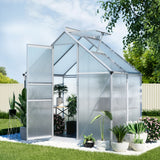 Green Fingers Greenhouse Aluminium Polycarbonate Premium Garden Storage Shed 3.1Mx1.9Mx2.0M - Low Angle