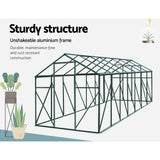 Green Fingers Greenhouse 4.43x2.44x2.15M Aluminium Polycarbonate Green House Garden Shed - Rear View