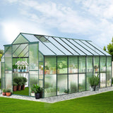 Green Fingers Greenhouse 5.1x2.44x2.1M Aluminium Polycarbonate Green House Garden Shed - Close-Up Angle