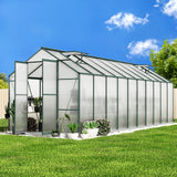Green Fingers Greenhouse 6.3x2.44x2.1M Aluminium Polycarbonate Green House Garden Shed - Low Angle