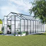 Green Fingers Greenhouse 6.3x2.44x2.1M Aluminium Polycarbonate Green House Garden Shed - Close-Up Angle