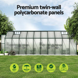 Green Fingers Greenhouse 6.3x2.44x2.1M Aluminium Polycarbonate Green House Garden Shed - 45-Degree Angle