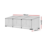 Green Fingers silver aluminium cold frame greenhouse, 180x50x50cm, polycarbonate, twin-wall polycarbonate panels