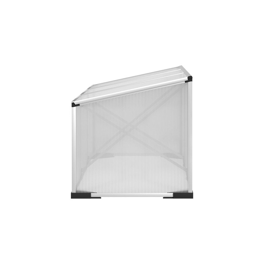 Green Fingers silver aluminium cold frame greenhouse, 180x50x50cm, polycarbonate, three roof vents with plastic holders