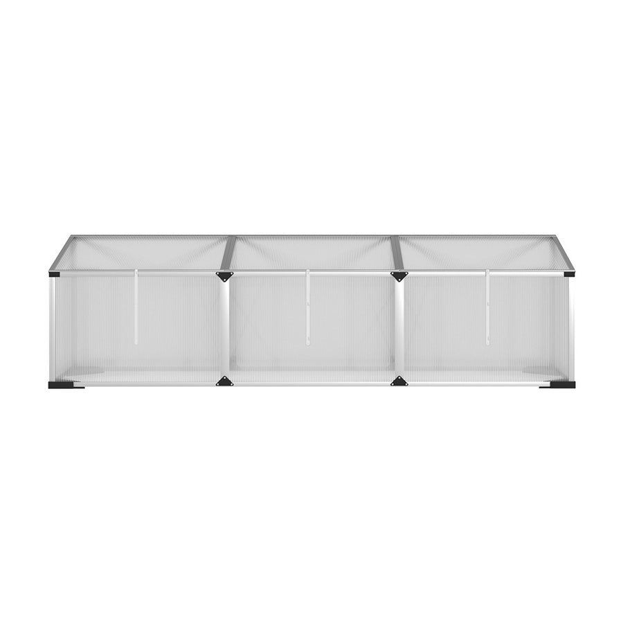 Green Fingers silver aluminium cold frame greenhouse, 180x50x50cm, polycarbonate, aluminium frame