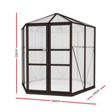 Greenfingers Greenhouse 2.4x2.1x2.32M Aluminium Polycarbonate Green House Garden Shed - Front View