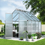 Green Fingers Greenhouse 2.42x1.9x1.95M Aluminium Polycarbonate Green House Garden Shed - Low Angle