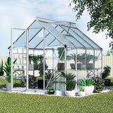 Green Fingers Greenhouse 2.48x1.89x2M Aluminium Polycarbonate Green House Garden Shed - Close-Up Angle
