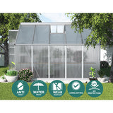 Green Fingers Greenhouse 3x2.5x1.95M Aluminium Polycarbonate Green House Garden Shed - 45-Degree Angle