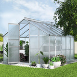 Green Fingers Greenhouse 3x2.5x1.95M Aluminium Polycarbonate Green House Garden Shed - Low Angle