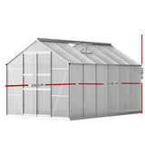 Green Fingers Greenhouse 3x2.5x2.26M Double Doors Aluminium Green House Garden Shed - Front View