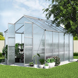Green Fingers Greenhouse 3x2.5x2.26M Double Doors Aluminium Green House Garden Shed - Low Angle