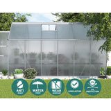 Green Fingers Greenhouse 3.7x2.5x2.26M Double Doors Aluminium Green House Garden Shed - 45-Degree Angle