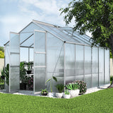 Green Fingers Greenhouse 3.7x2.5x2.26M Double Doors Aluminium Green House Garden Shed - Low Angle