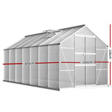 Green Fingers Greenhouse 4.1x2.5x2.26M Double Doors Aluminium Green House Garden Shed - Front View