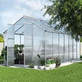 Green Fingers Greenhouse 4.1x2.5x2.26M Double Doors Aluminium Green House Garden Shed - Low Angle