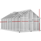 Green Fingers Greenhouse 4.2x2.5x1.95M Aluminium Polycarbonate Green House Garden Shed - Front View
