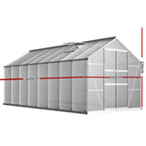 Green Fingers Greenhouse 4.7x2.5x2.26M Double Doors Aluminium Green House Garden Shed - Front View
