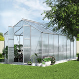 Green Fingers Greenhouse 4.7x2.5x2.26M Double Doors Aluminium Green House Garden Shed - Low Angle