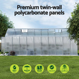Green Fingers Greenhouse 6.03x2.44x2.68M Double Doors Aluminium Green House Garden Shed - 45-Degree Angle