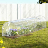 Green Fingers Mini Greenhouse 300x45x30cm Tunnel Clear PVC Steel Frame Portable - Low Angle