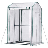 Green Fingers Mini Greenhouse PE Cover Green House Roll-Up Zippered Door 1.0x0.8x1.5M - Close-Up Angle