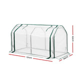 Green Fingers Mini Greenhouse PE Cover Green House Roll-Up Zippered Door 1.2x0.5x0.6M - Front View