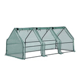 Green Fingers Mini Greenhouse 240x90x90cm Steel Frame PE Cover Outdoor Shelter - Low Angle